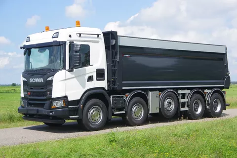 Scania G G460 XT 10x4 49-tons midlift met Vossebelt achterover kipper